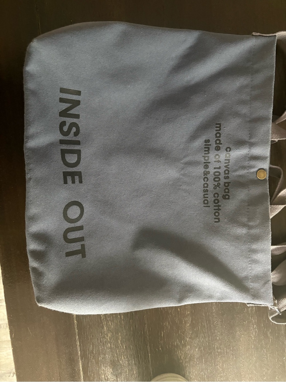 Inside Out Canvas Tote Bag in Slate Blue